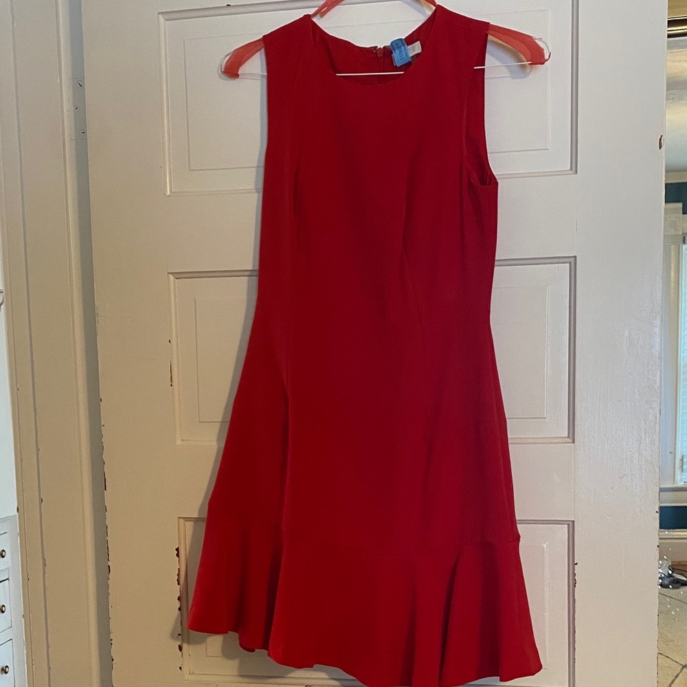 1. State Red Sleeveless Midi Dress with Flared Hem